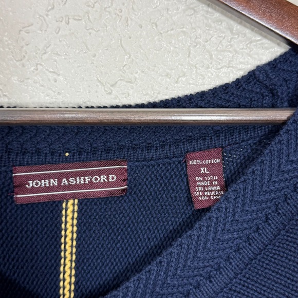 Vtg 90s Sweater XL John Ashford 100% Cotton Rugby Ivy Leage Preppy Old Money Y2K - Picture 8 of 12